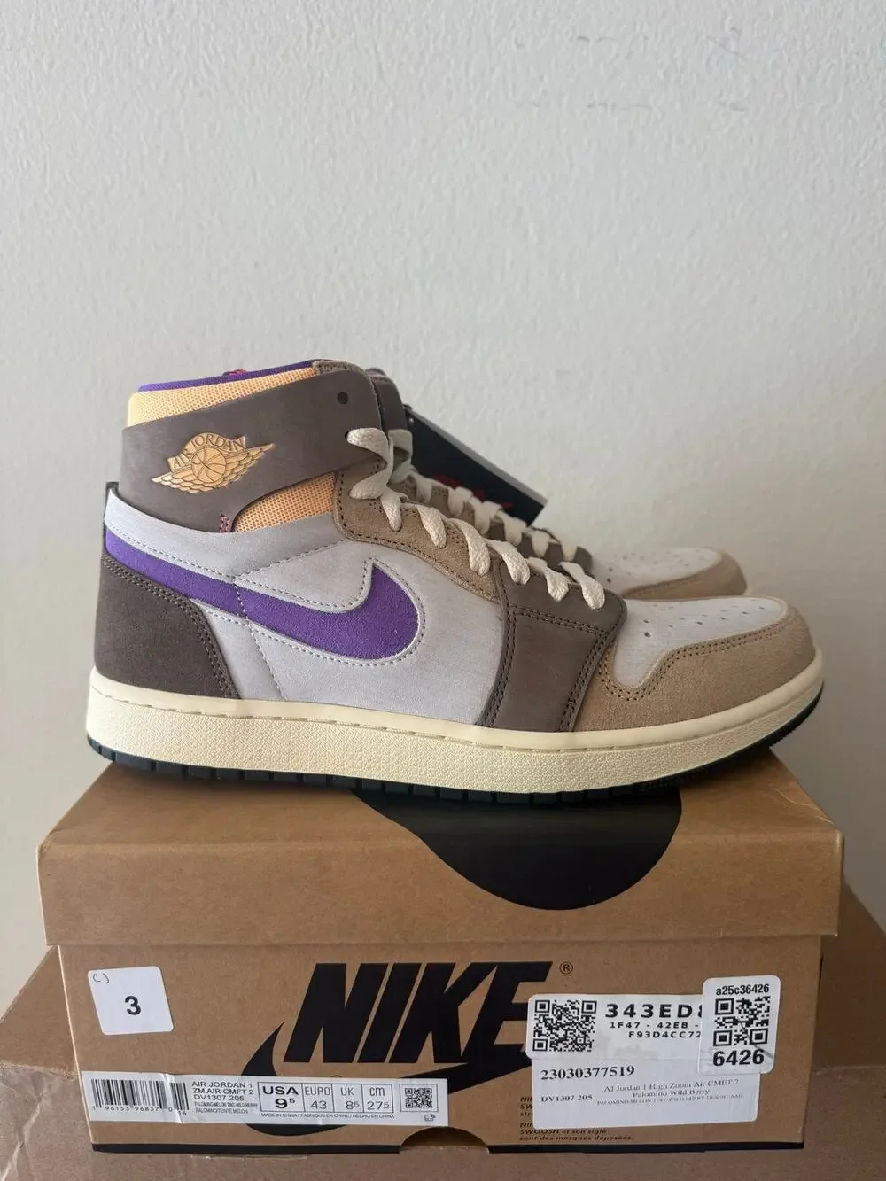 Air Jordan 1 High Zoom CMFT 2 Palomino Wild Berry Men’s Size 9.5